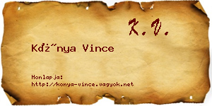 Kónya Vince névjegykártya